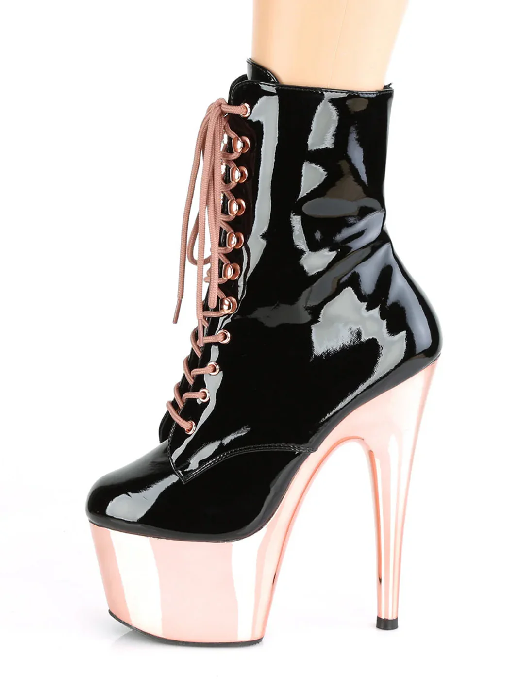 ADORE-1020 - BLACK PATENT & ROSE GOLD CHROME ✰ PRE ORDER ✰ - Image 2