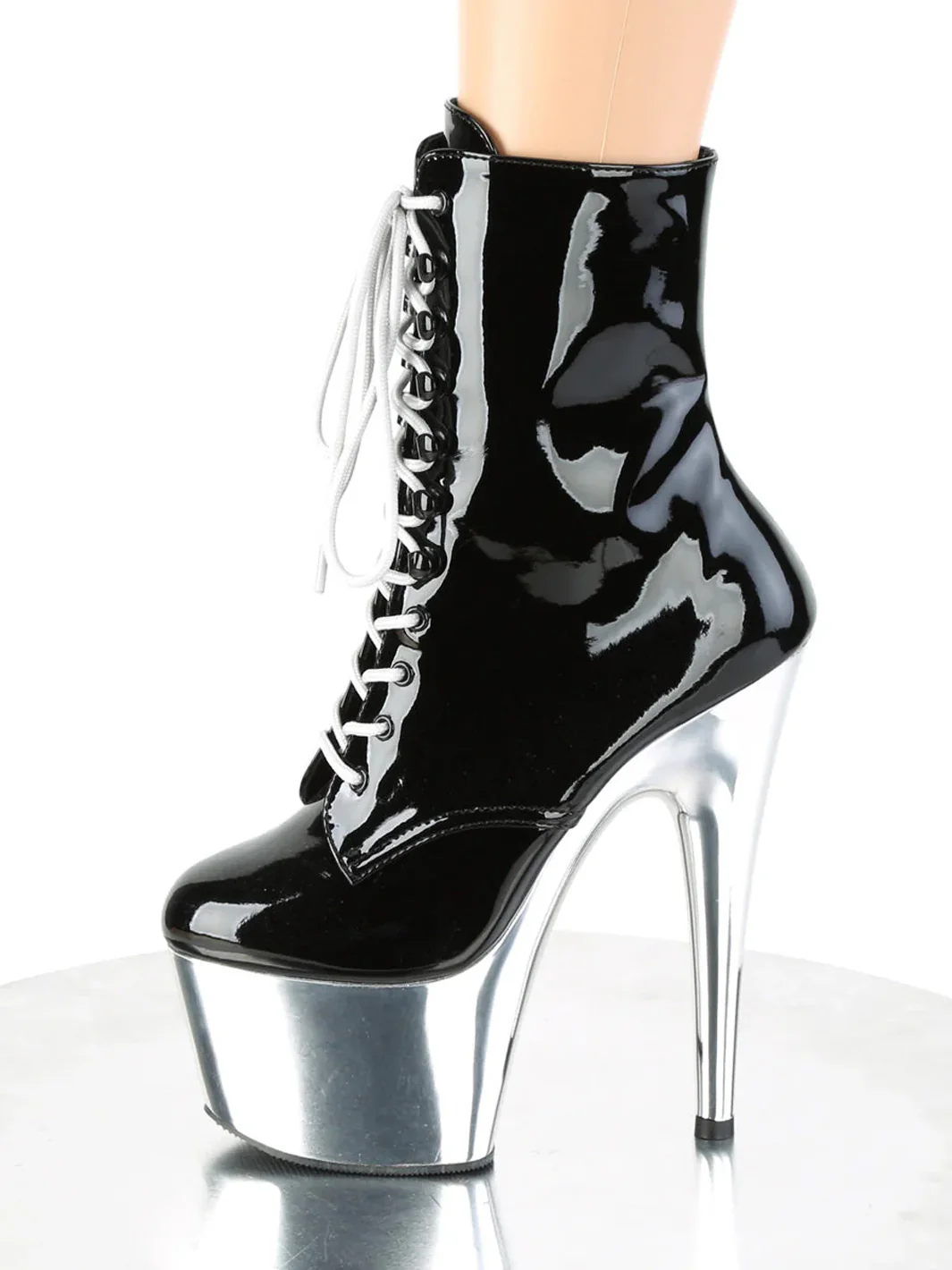 ADORE-1020 - BLACK PATENT & SILVER CHROME ✰ PRE ORDER ✰ - Image 2
