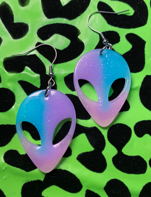 ALIEN EARRINGS - PINK/BLUE - Image 2