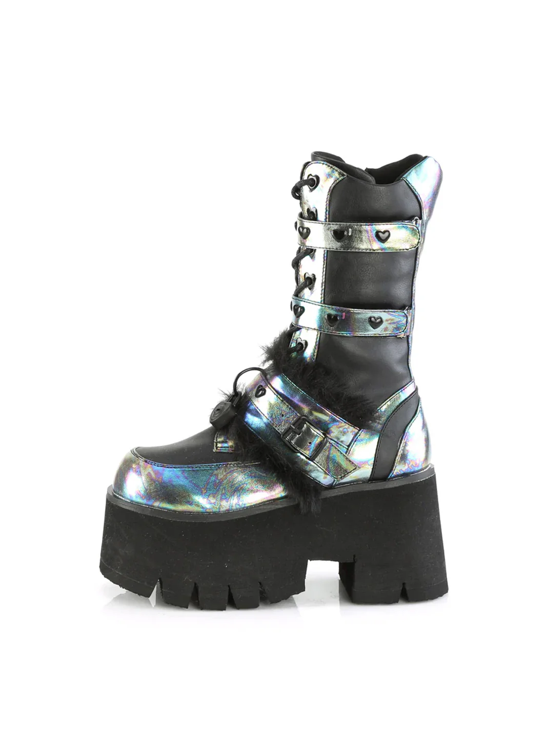 DEMONIA ASHES-120 BOOTS - BLACK GREEN OIL SLICK ✰ PRE ORDER ✰ - Image 4