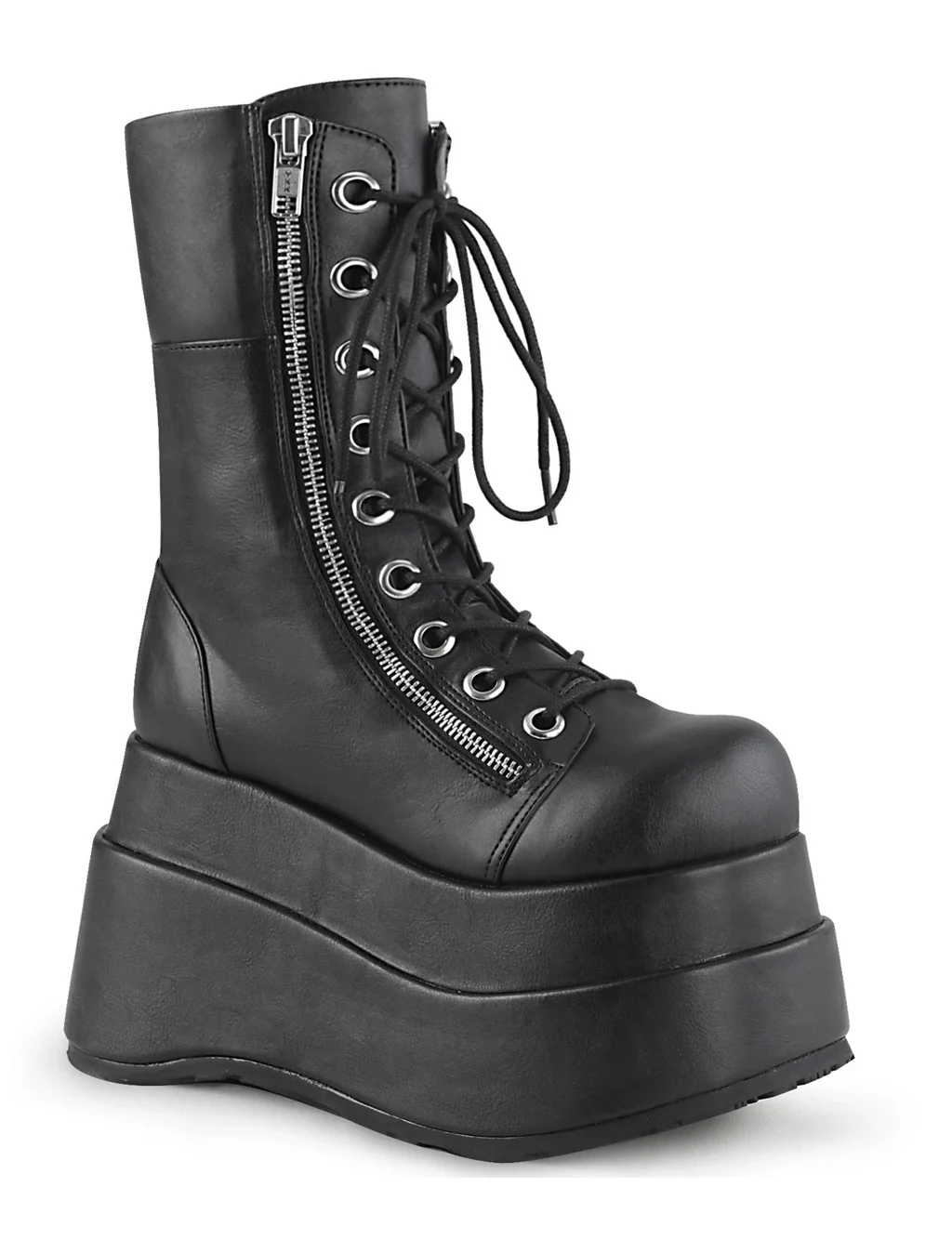 DEMONIA BEAR 265 PLATFORM BOOTS - BLACK VEGAN LEATHER - Image 3