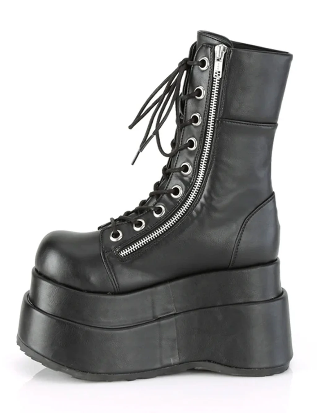 DEMONIA BEAR 265 PLATFORM BOOTS - BLACK VEGAN LEATHER - Image 4