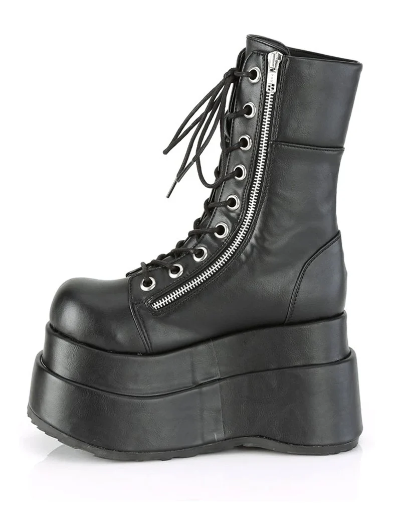 DEMONIA BEAR 265 PLATFORM BOOTS - BLACK VEGAN LEATHER - Image 5