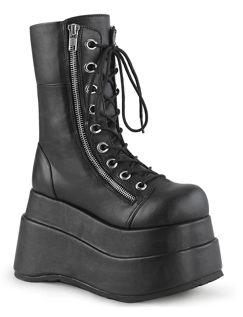 DEMONIA BEAR 265 PLATFORM BOOTS - BLACK VEGAN LEATHER - Image 6