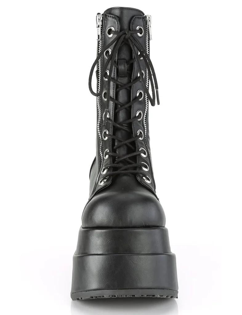 DEMONIA BEAR 265 PLATFORM BOOTS - BLACK VEGAN LEATHER - Image 7
