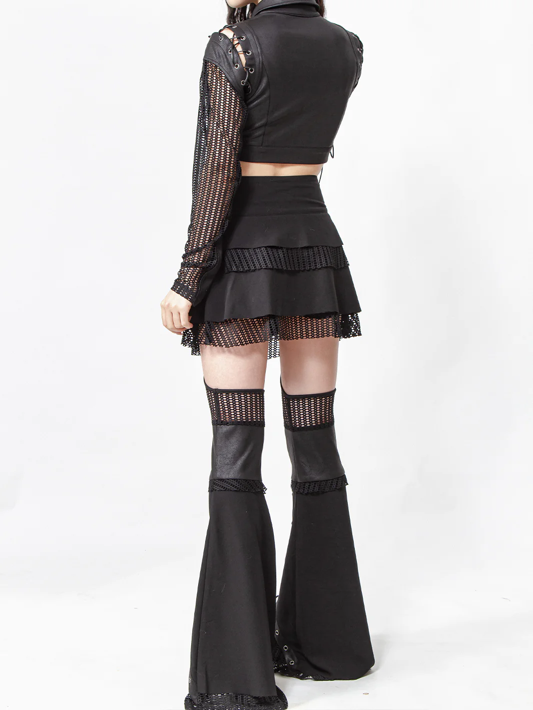 BLACK MIRROR FLARE SUSPENDER SKIRT - Image 12