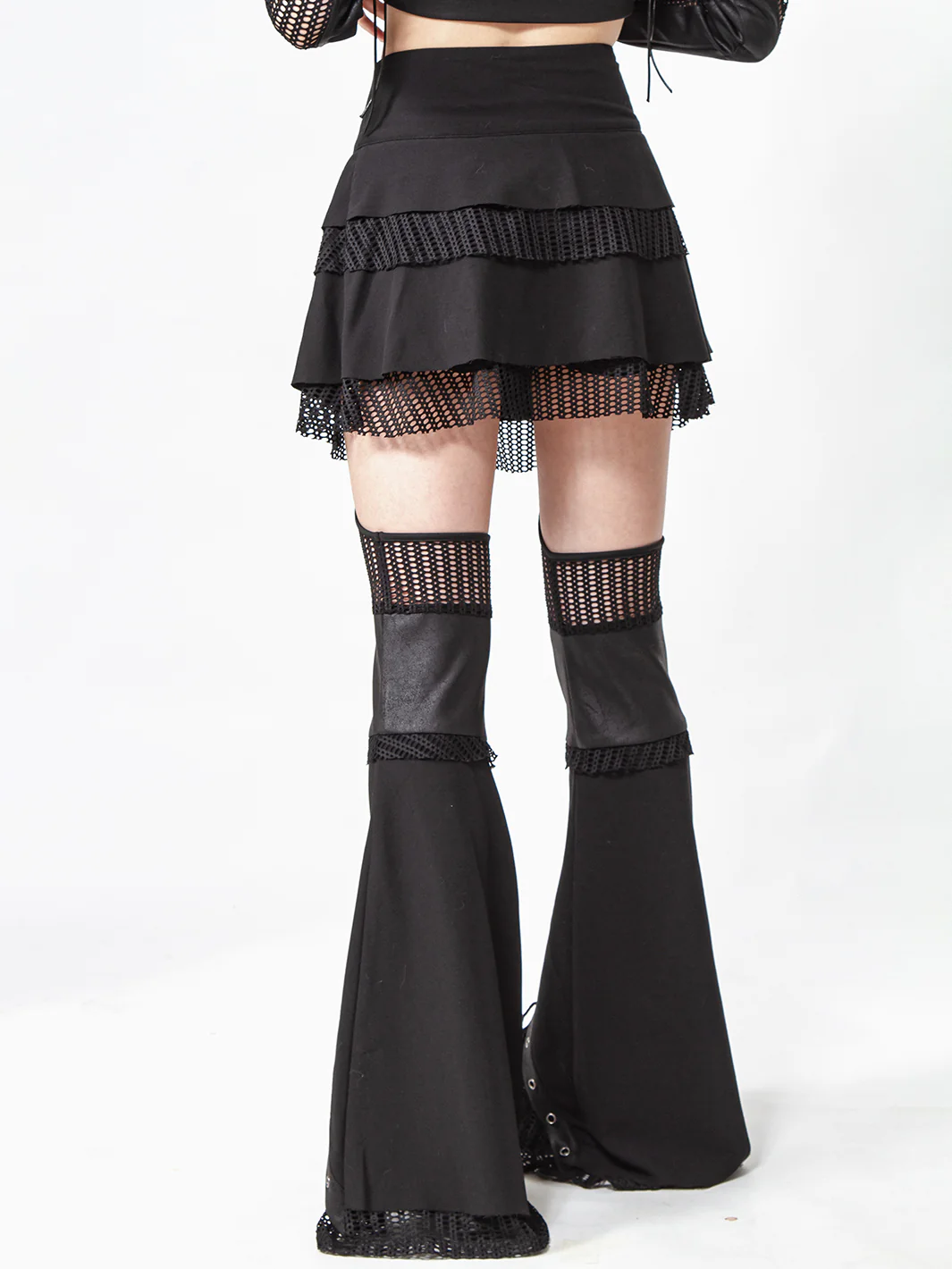 BLACK MIRROR FLARE SUSPENDER SKIRT - Image 13