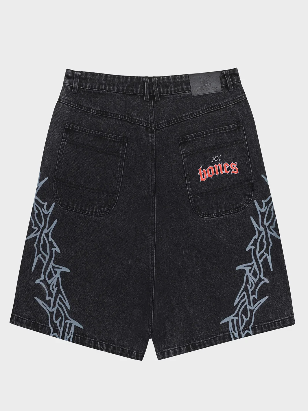BONES BARBED DENIM SHORTS - WASHED BLACK - Image 3