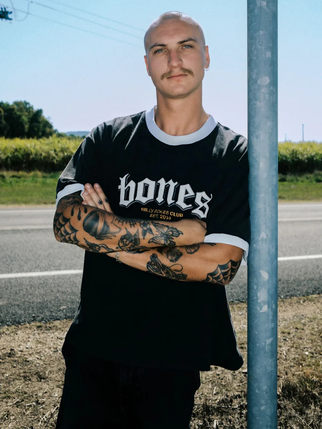 BONES CLASSIC RINGER TEE - VINTAGE BLACK/WHITE
