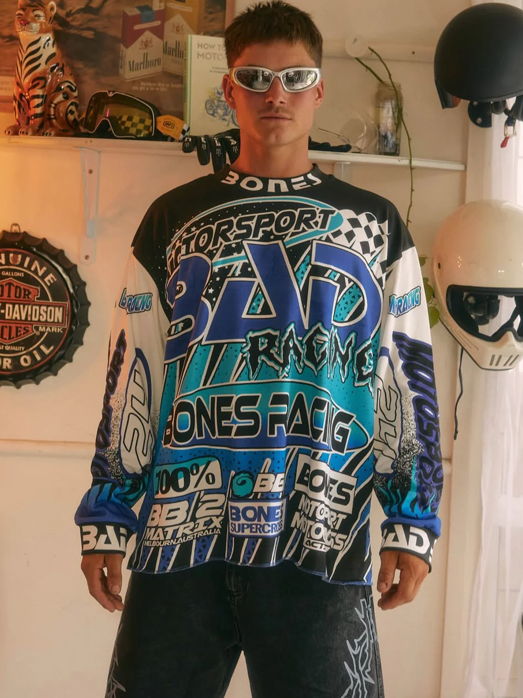 BONES MOTOCROSS JERSEY - BLUE/BLACK - Image 5
