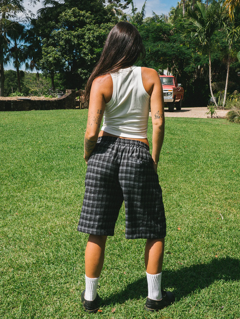 BONES PLAID SHORTS - BLACK/WHITE - Image 5