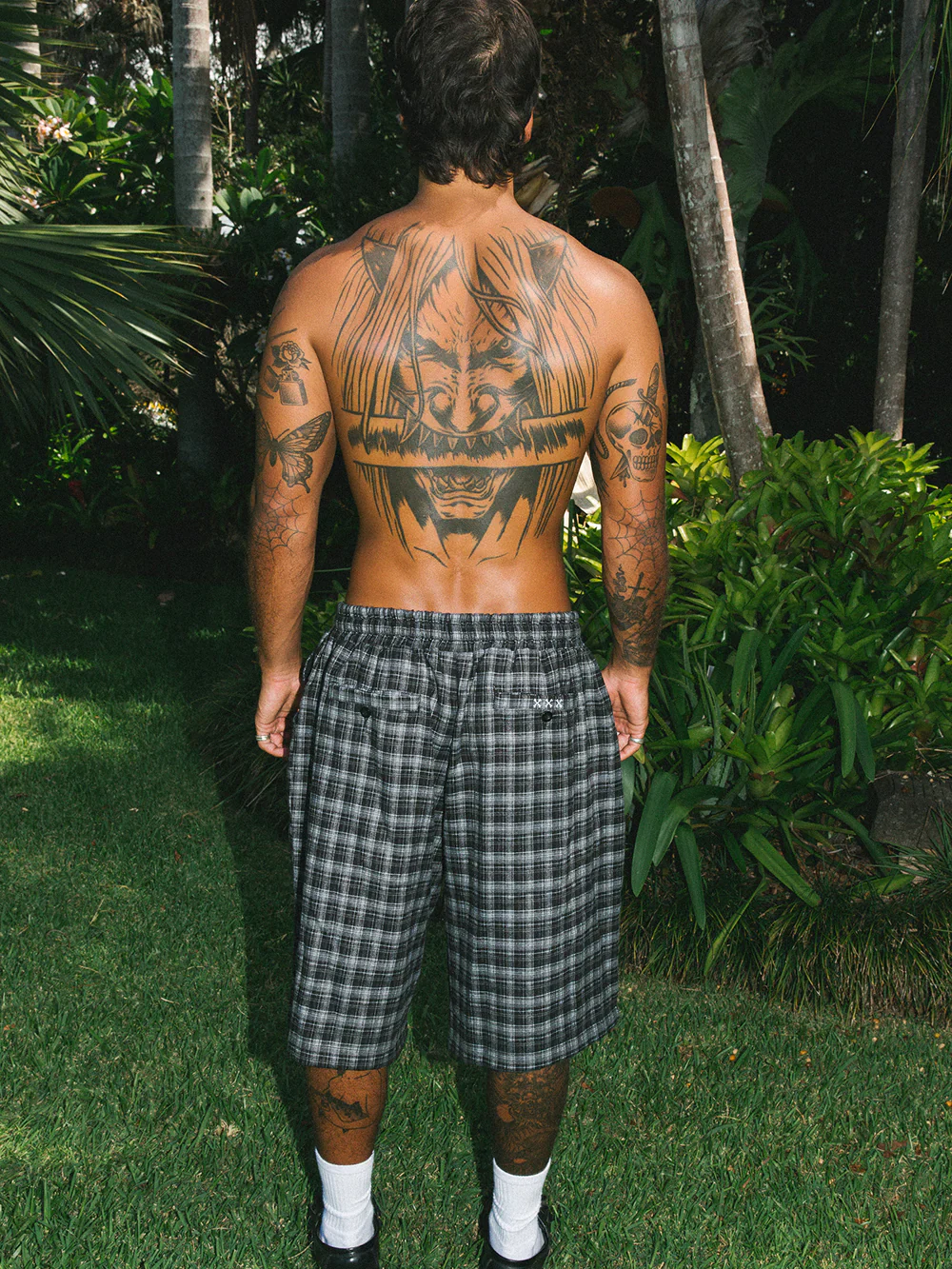 BONES PLAID SHORTS - BLACK/WHITE - Image 7