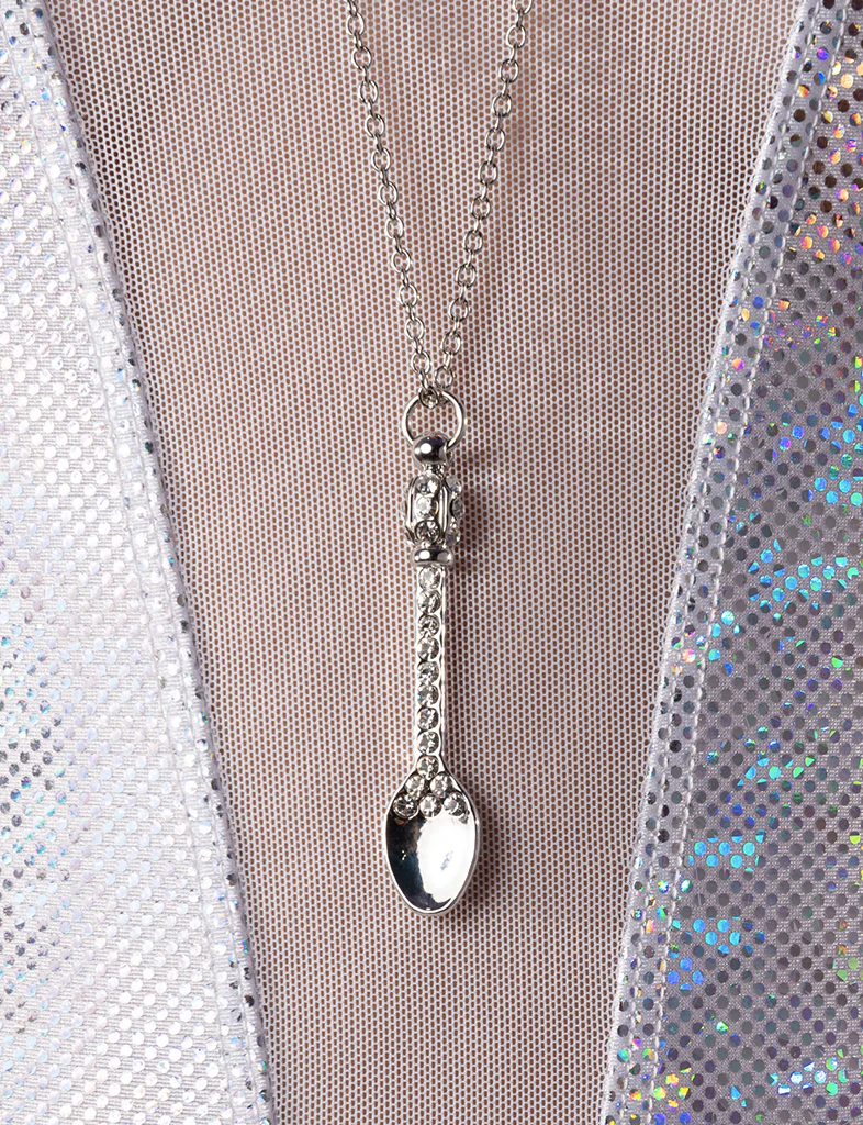 BOUJEE DIAMOND SPOON NECKLACE - SILVER - Image 2