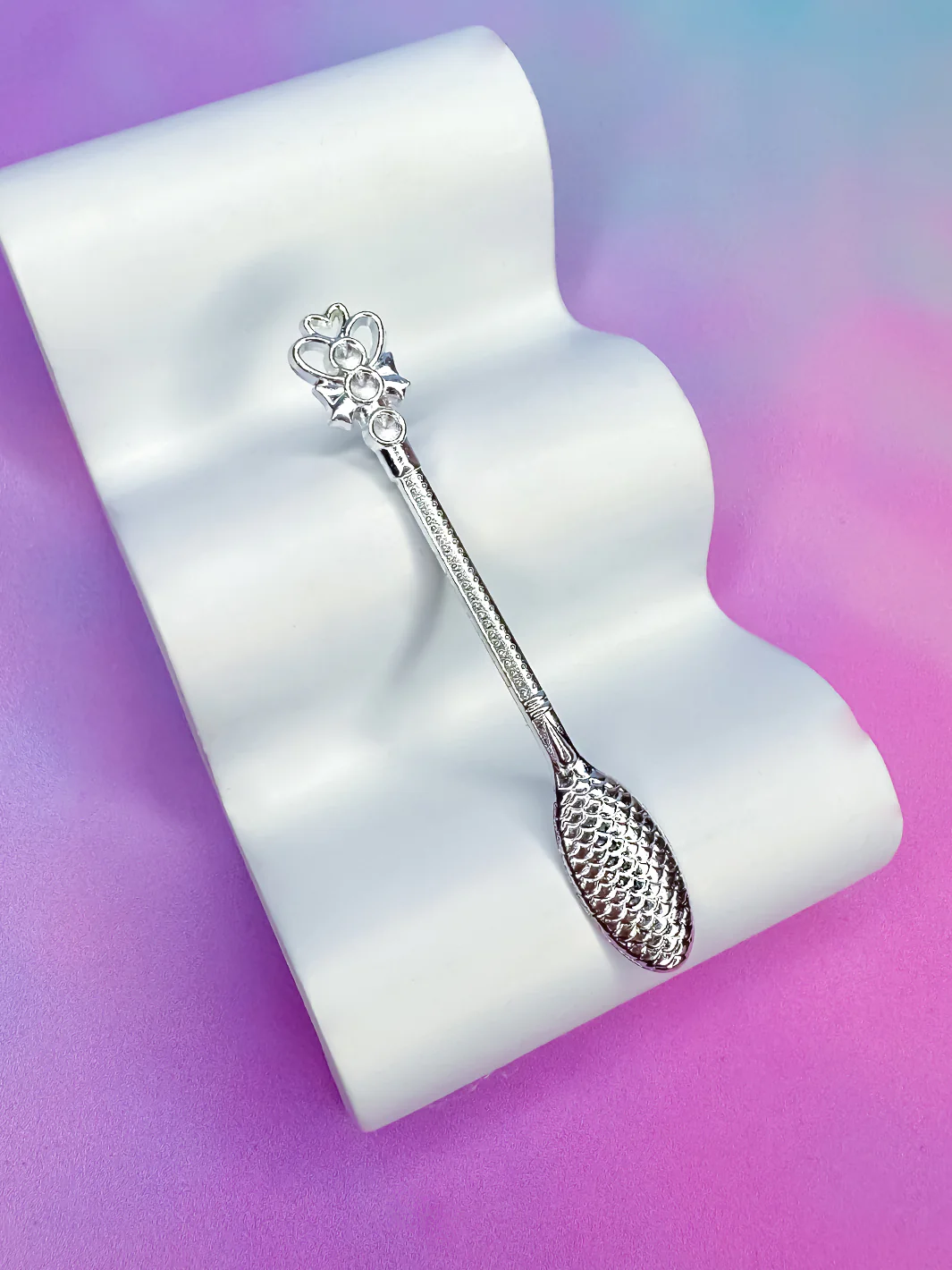 BOW DIAMOND SPOON PENDANT - SILVER - Image 4