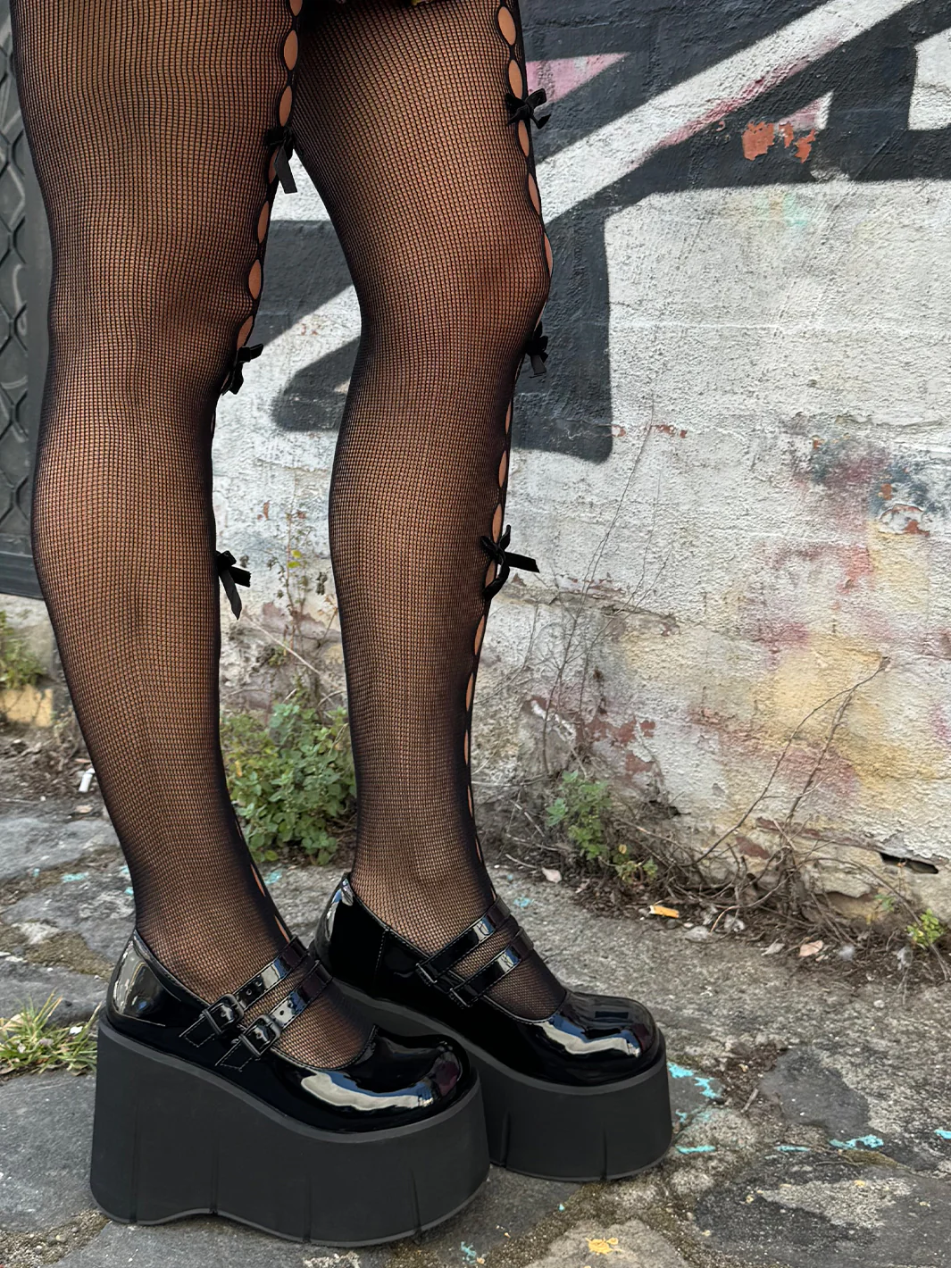 BOW FISHNETS - BLACK/BLACK - Image 4