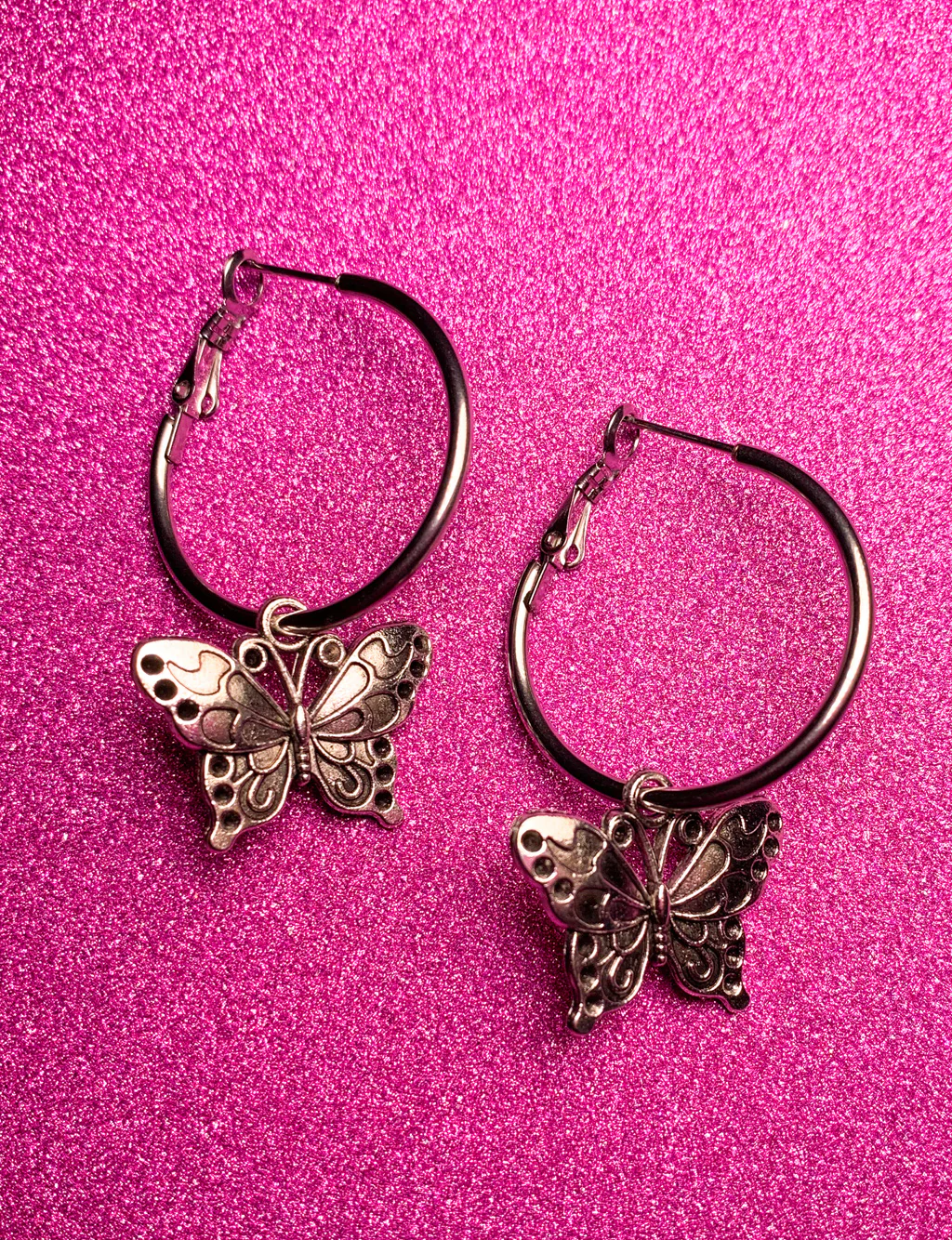 BUTTERFLY HOOP EARRINGS - Image 2
