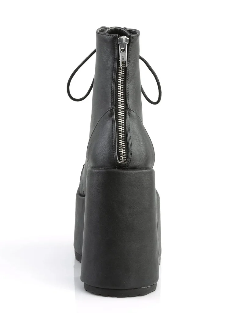 DEMONIA CAMEL 203 PLATFORM BOOTS - BLACK VEGAN LEATHER - Image 4