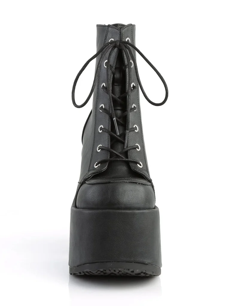 DEMONIA CAMEL 203 PLATFORM BOOTS - BLACK VEGAN LEATHER - Image 5