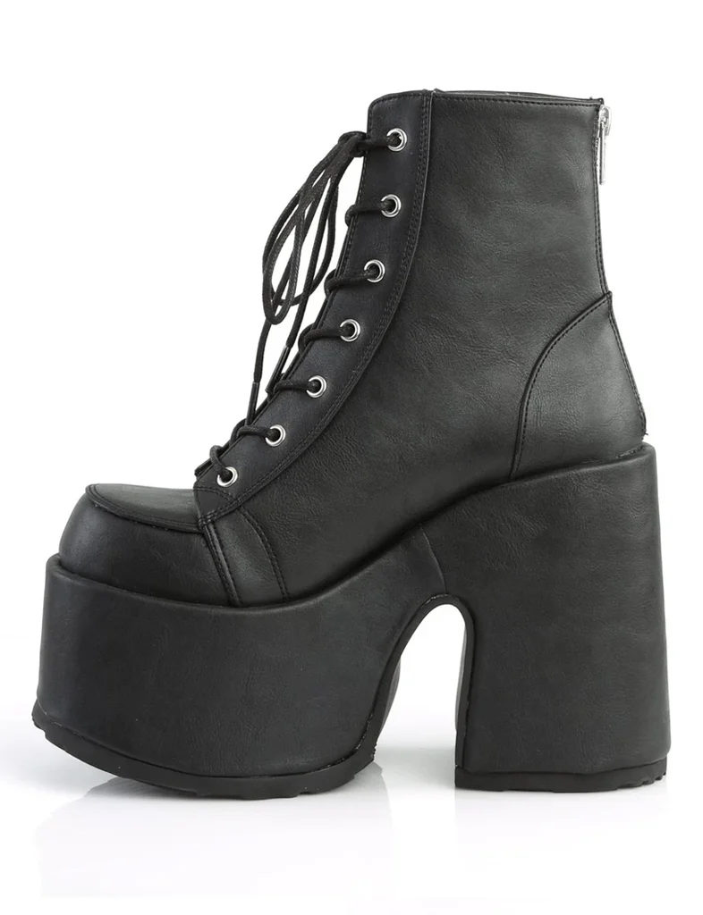 DEMONIA CAMEL 203 PLATFORM BOOTS - BLACK VEGAN LEATHER - Image 6