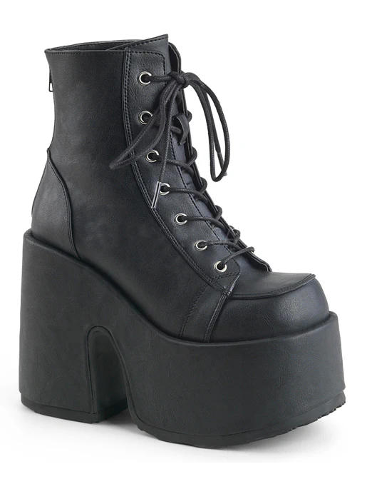 DEMONIA CAMEL 203 PLATFORM BOOTS - BLACK VEGAN LEATHER - Image 7