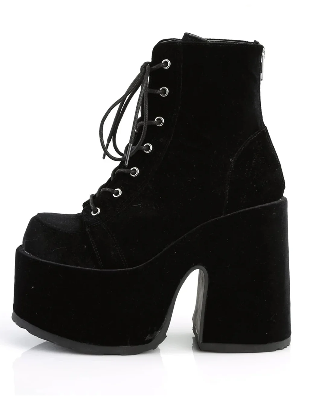 DEMONIA CAMEL 203 PLATFORM BOOTS - BLACK VELVET - Image 3