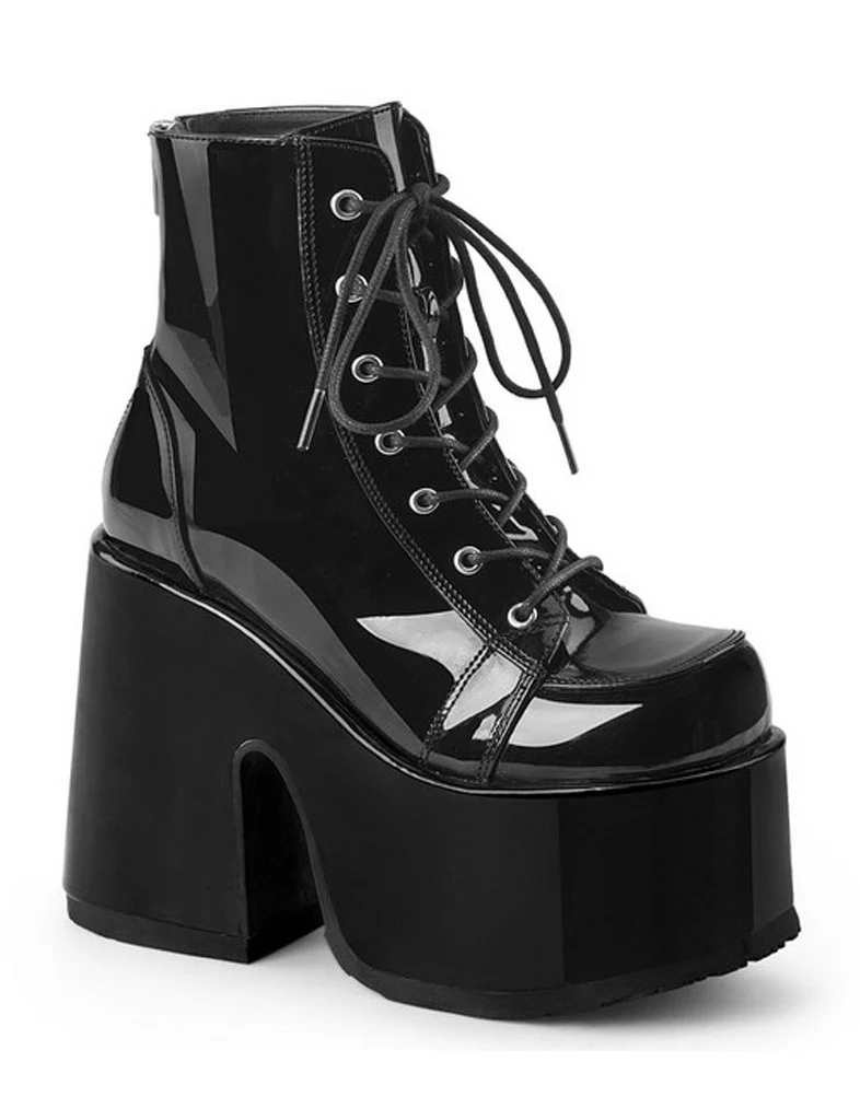 DEMONIA CAMEL-203  BOOTS - PATENT BLACK ✰ PRE ORDER ✰ - Image 7