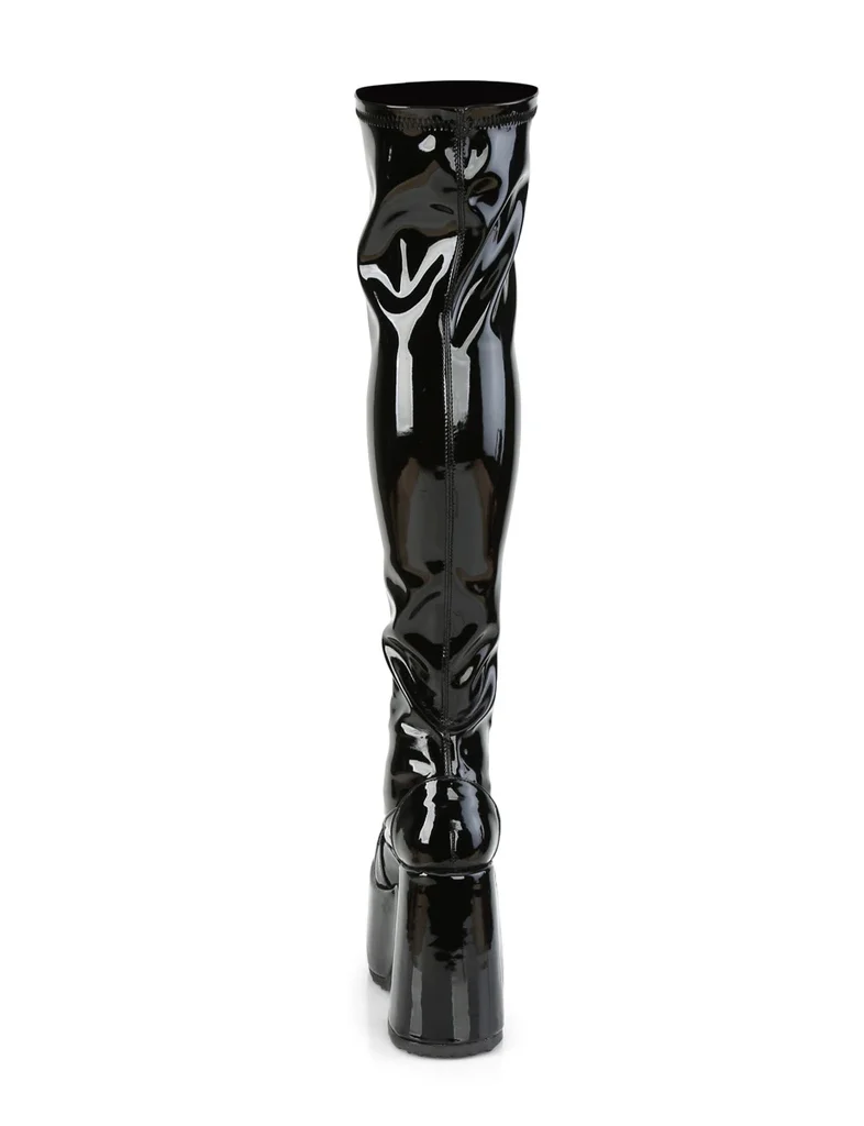 DEMONIA CAMEL 300 PLATFORM BOOTS - BLACK PATENT - Image 6