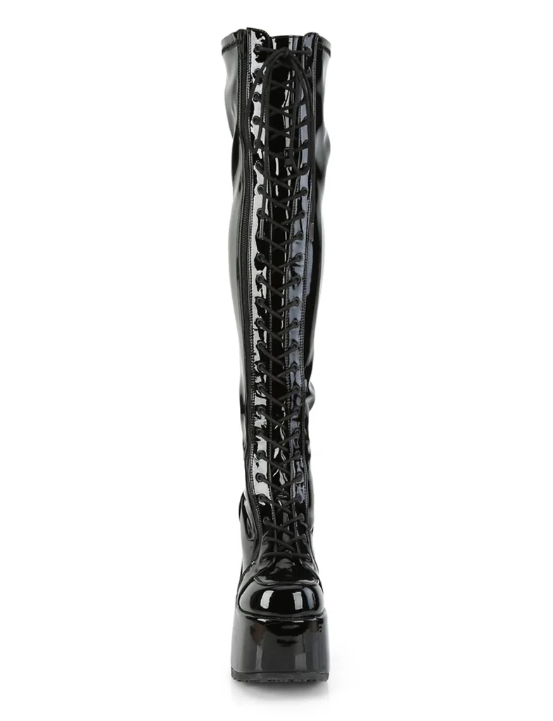 DEMONIA CAMEL 300 PLATFORM BOOTS - BLACK PATENT - Image 8