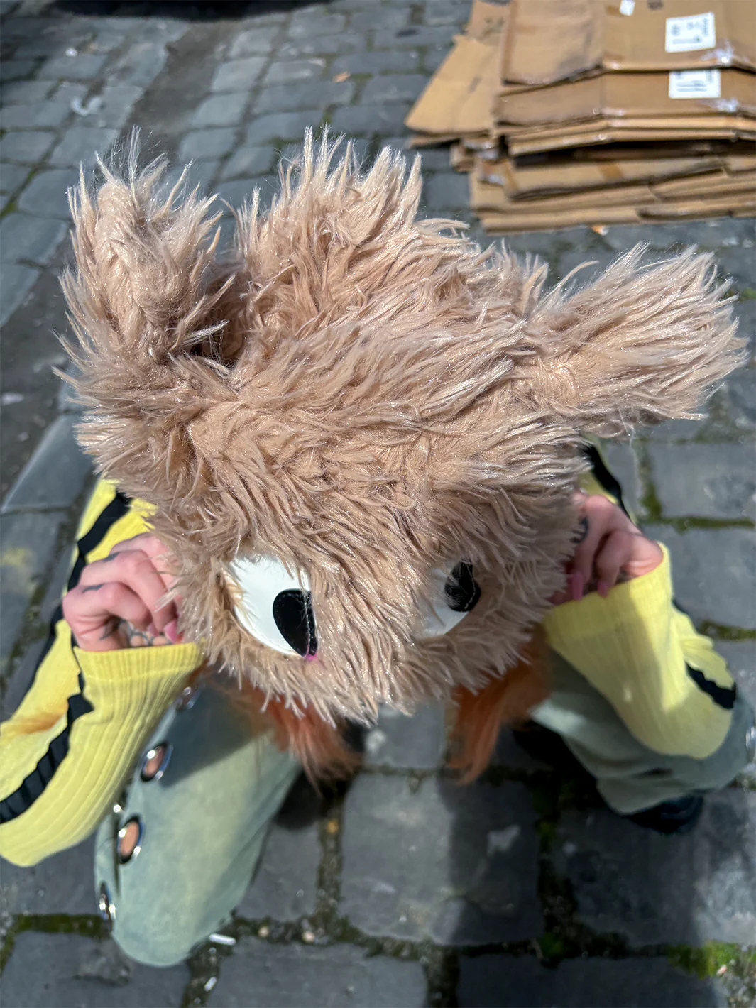 CARTOON FUZZY HAT - BEIGE - Image 2