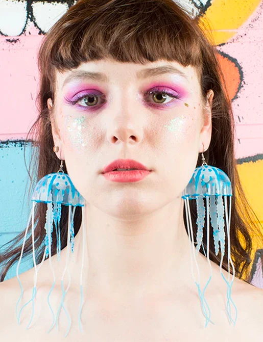 JELLY EARRINGS - LARGE BLUE - Image 2