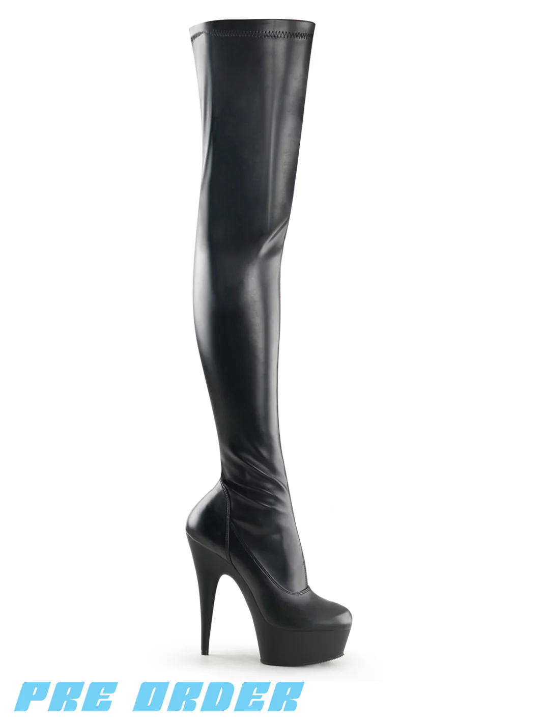 DELIGHT-3000 - BLACK STRETCH VEGAN LEATHER ✰ PRE ORDER ✰