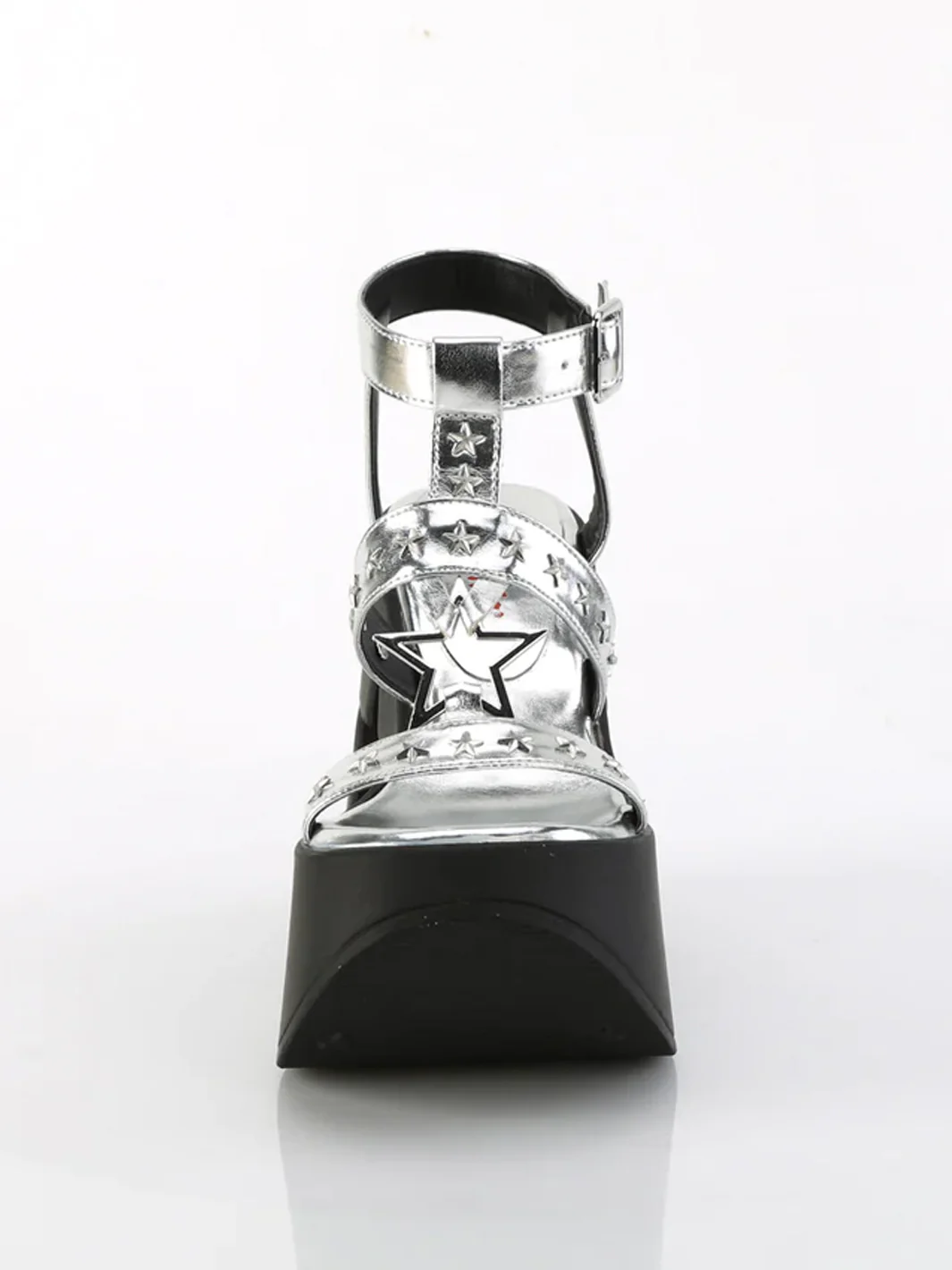 DEMONIA DYNAMITE-12 SANDALS - SILVER METALLIC VEGAN LEATHER - Image 4