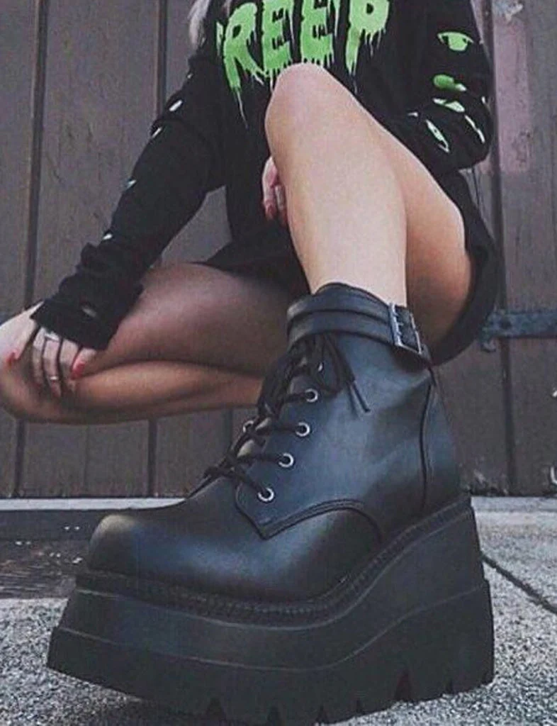DEMONIA SHAKER-52 PLATFORM BOOTS - BLACK ✰ PRE ORDER ✰ - Image 3