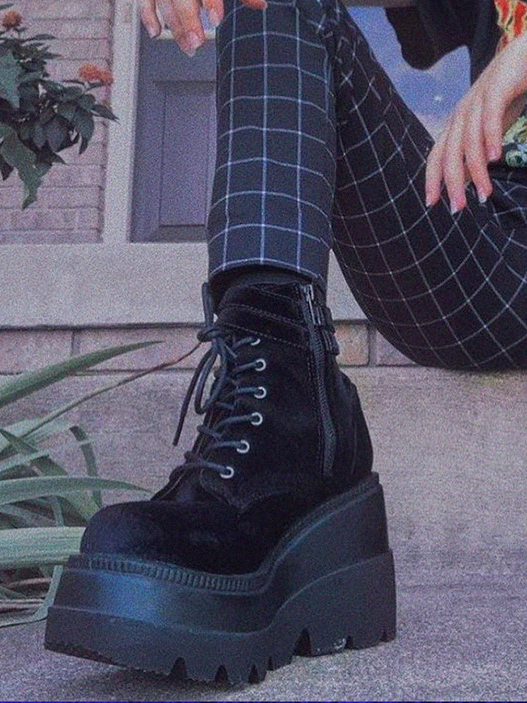 DEMONIA SHAKER-52 PLATFORM BOOTS - BLACK VELVET ✰ PRE ORDER ✰ - Image 2