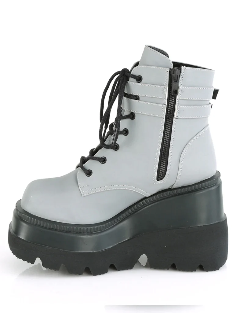 DEMONIA SHAKER-52 PLATFORM BOOTS - GREY REFLECTIVE ✰ PRE ORDER ✰ - Image 2