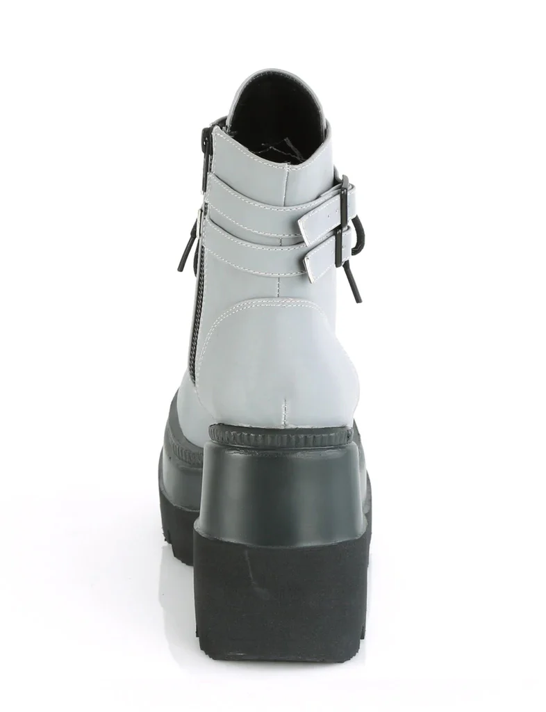 DEMONIA SHAKER-52 PLATFORM BOOTS - GREY REFLECTIVE ✰ PRE ORDER ✰ - Image 3