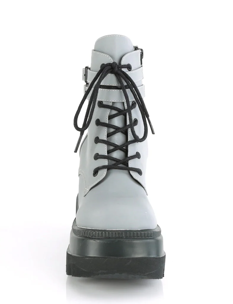 DEMONIA SHAKER-52 PLATFORM BOOTS - GREY REFLECTIVE ✰ PRE ORDER ✰ - Image 4