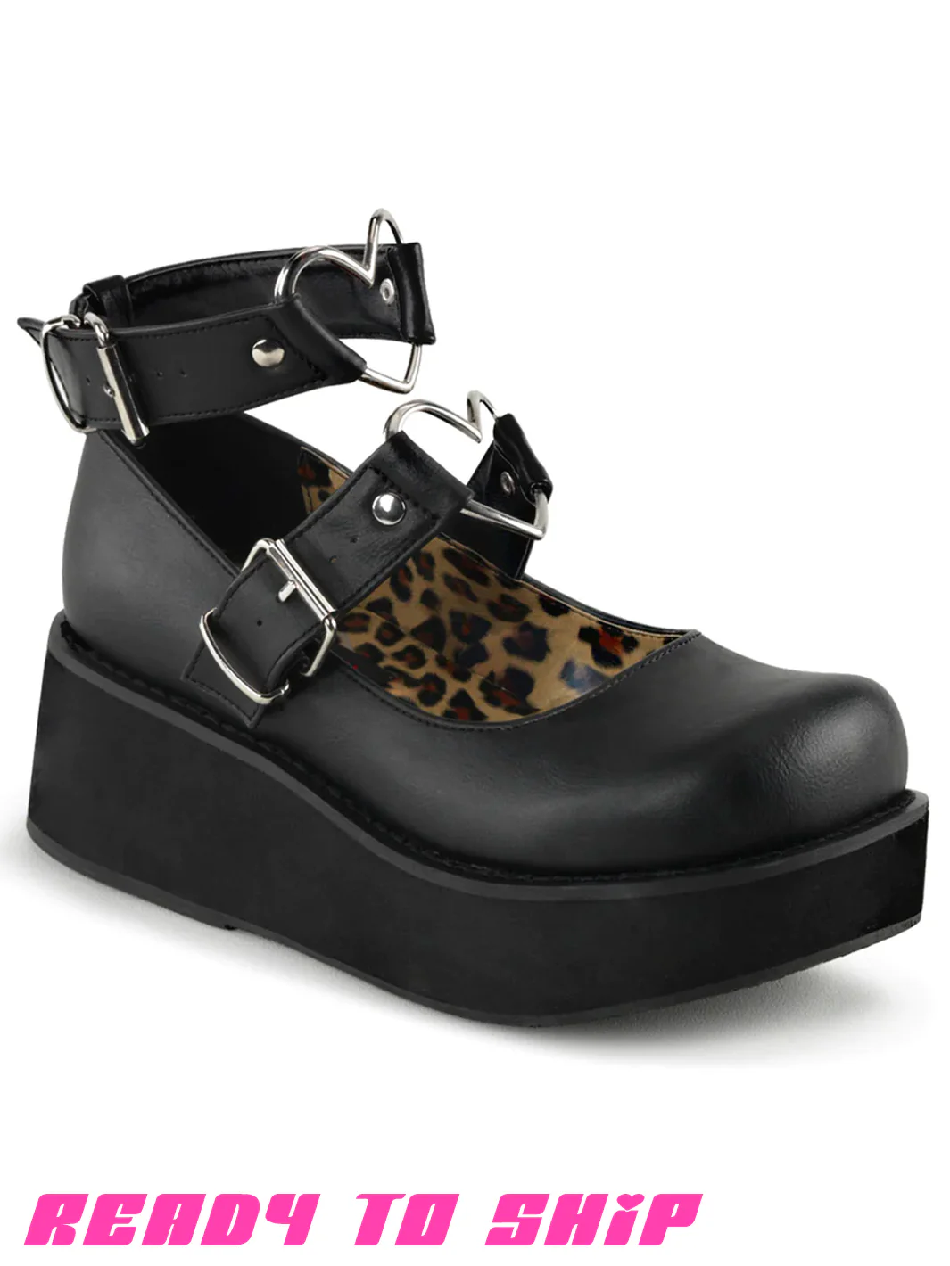 DEMONIA SPRITE-02 - BLACK VEGAN LEATHER