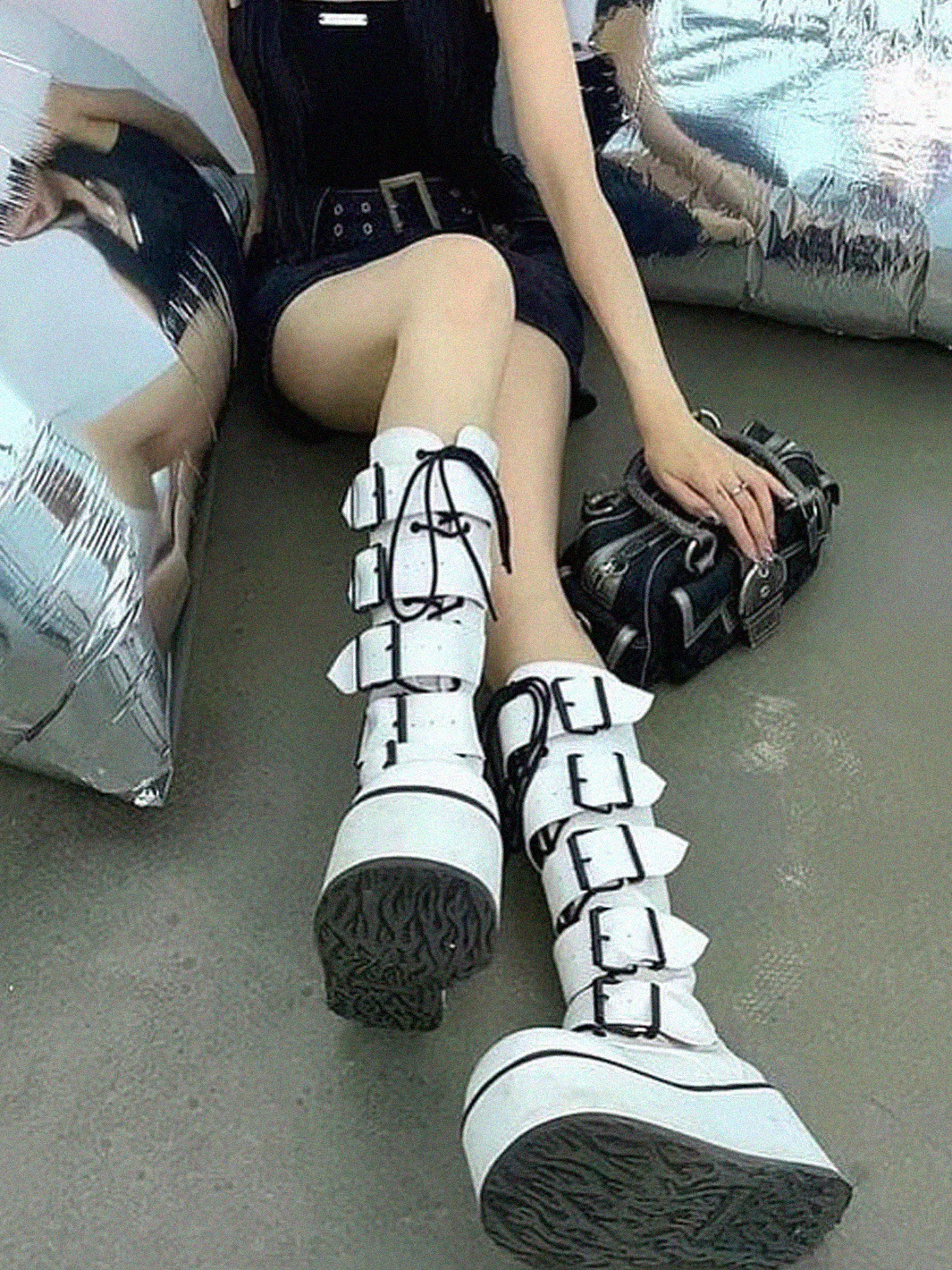DEMONIA TRASHVILLE-518 - WHITE VEGAN LEATHER ✰ PRE ORDER ✰ - Image 2