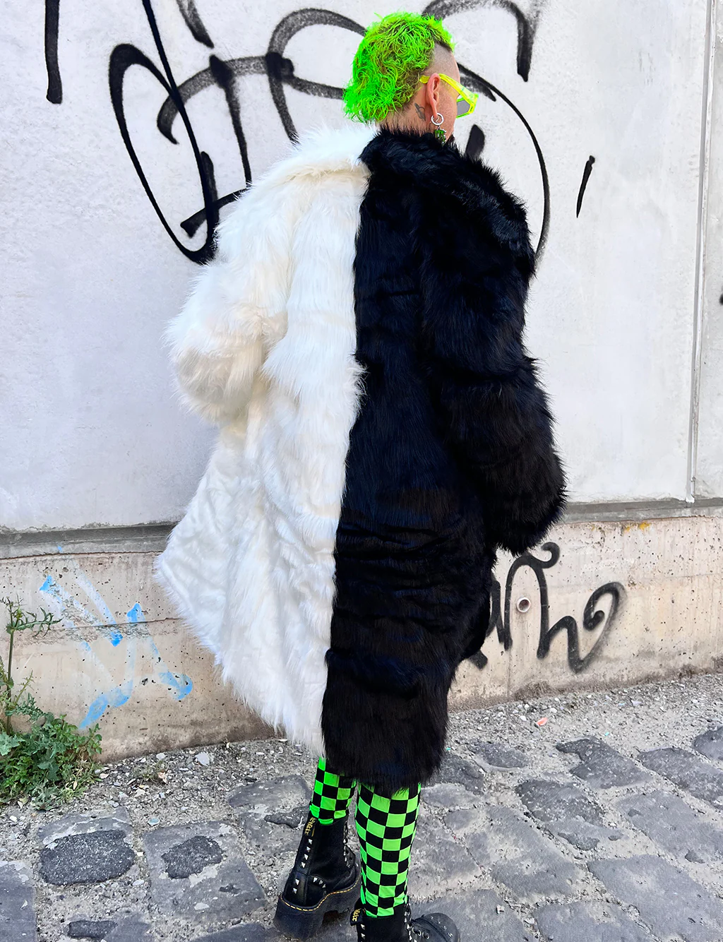 DOOF DADDY FAUX FUR JACKET - BLACK & WHITE ✰ MADE 4 U ✰ - Image 3