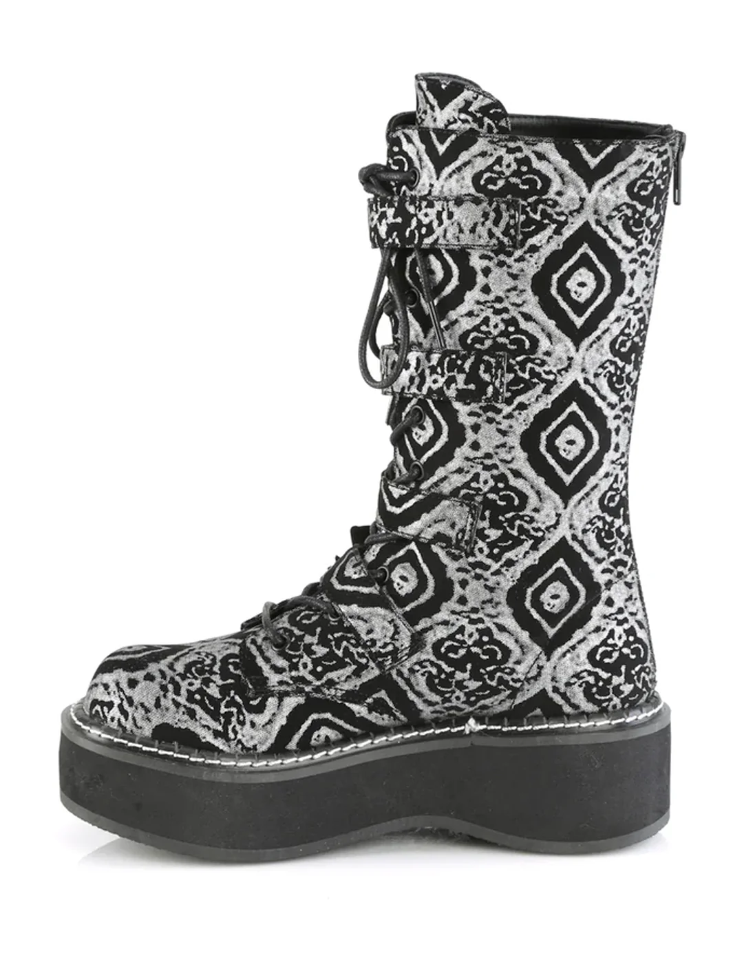 DEMONIA EMILY-322 - BLACK SILVER FAUX NUBUCK LEATHER ✰ PRE ORDER ✰ - Image 3