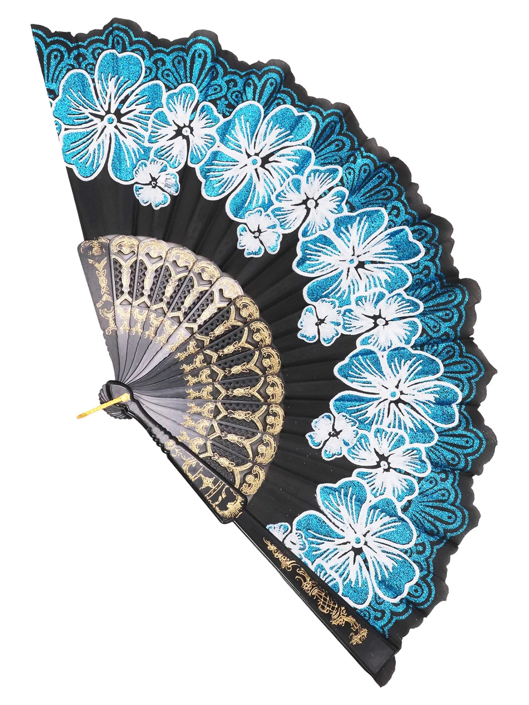 ENCHANTED BLOSSOM FAN - BLACK & BLUE
