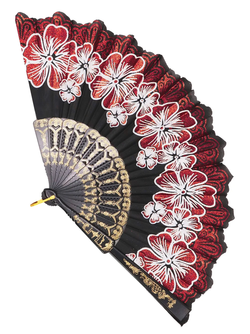 ENCHANTED BLOSSOM FAN - BLACK & RED