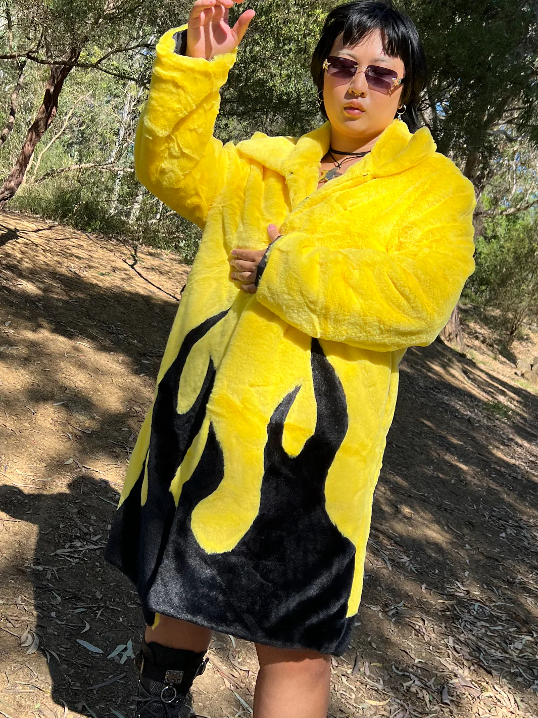 *EXCLUSIVE COLLAB* PURE FIRE FAUX FUR JACKET - YELLOW/BLACK ✰ MADE 4 U ✰ - Image 4