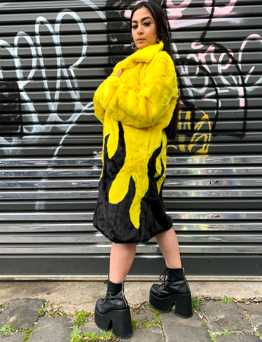 *EXCLUSIVE COLLAB* PURE FIRE FAUX FUR JACKET - YELLOW/BLACK ✰ MADE 4 U ✰ - Image 8