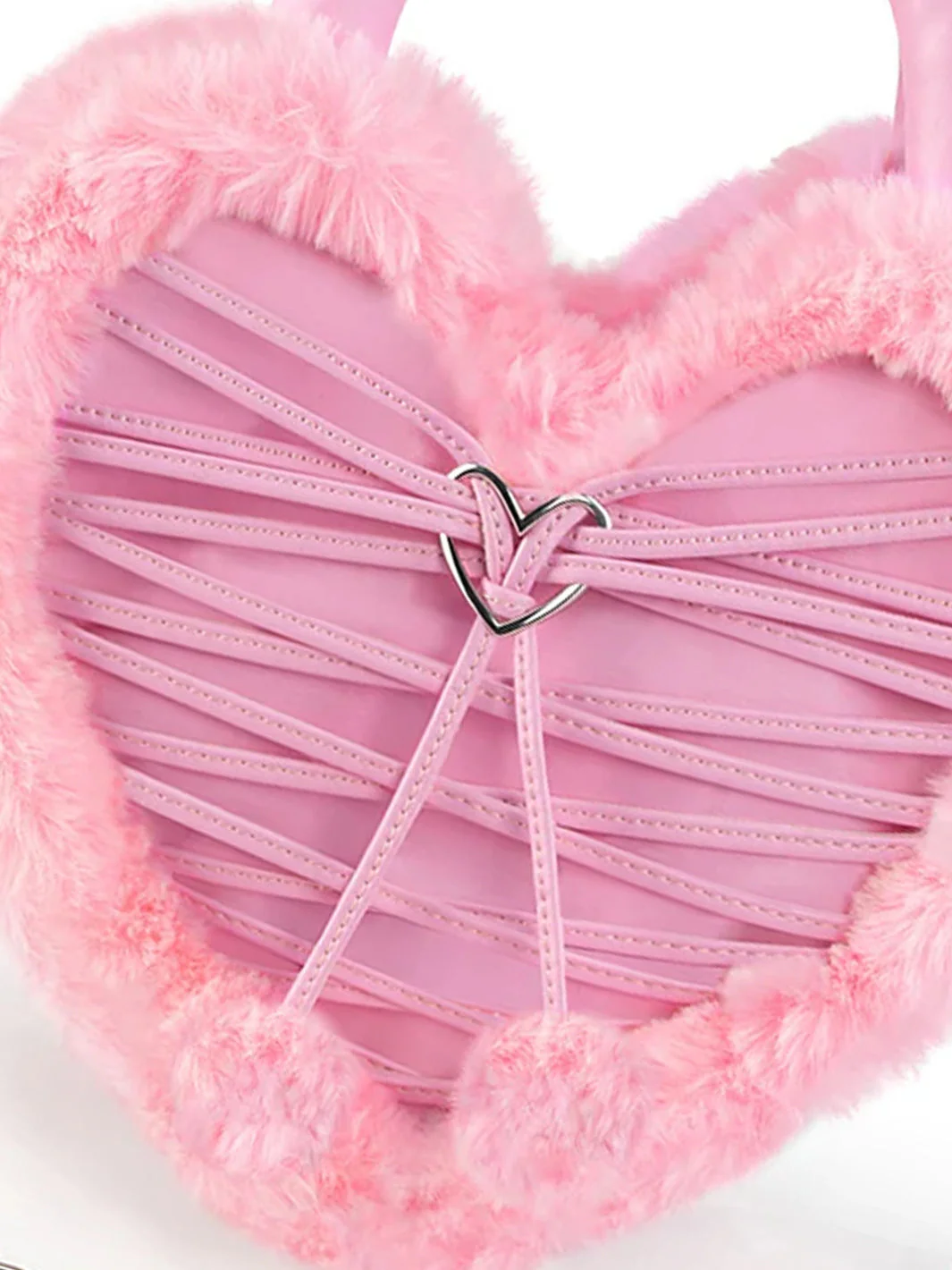 FAUX HEART SHAPED PURSE - PINK - Image 5