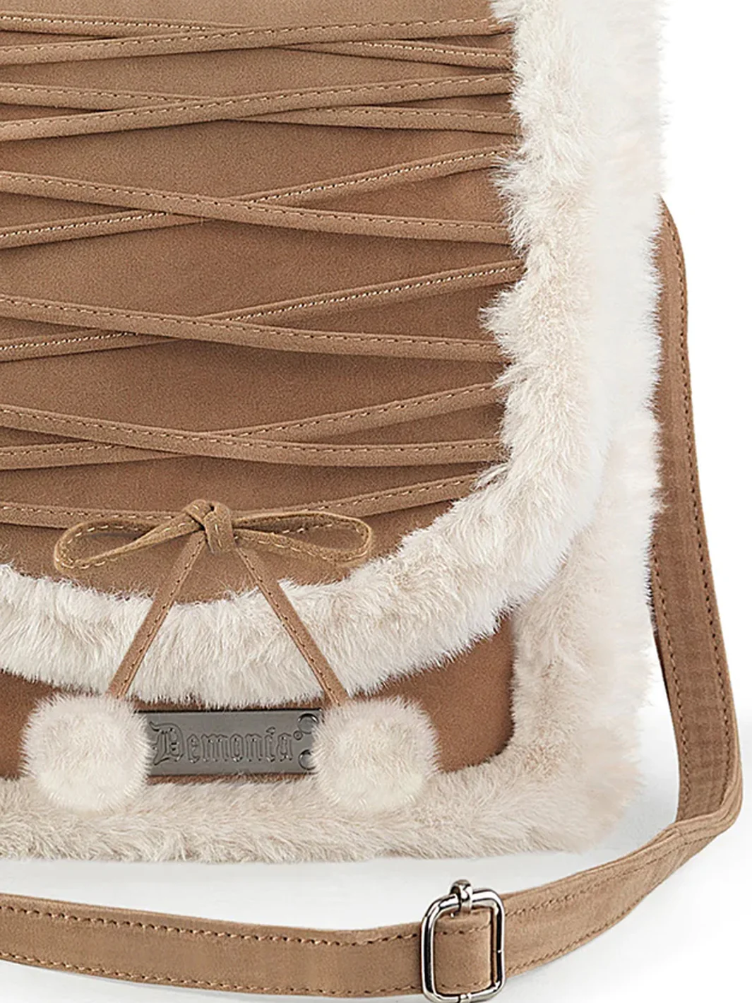 FAUX SUEDE & FUR CROSS BODY BAG - CAMEL ✰ PRE ORDER ✰ - Image 5