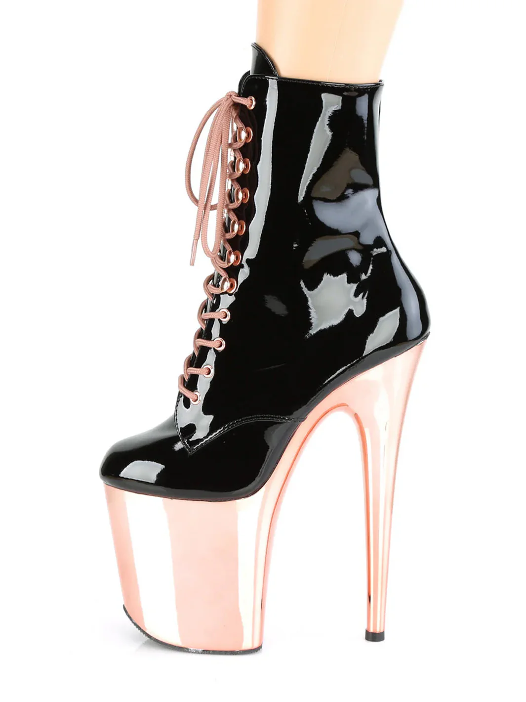 FLAMINGO-1020 - BLACK PATENT / ROSE GOLD CHROME ✰ PRE ORDER ✰ - Image 2