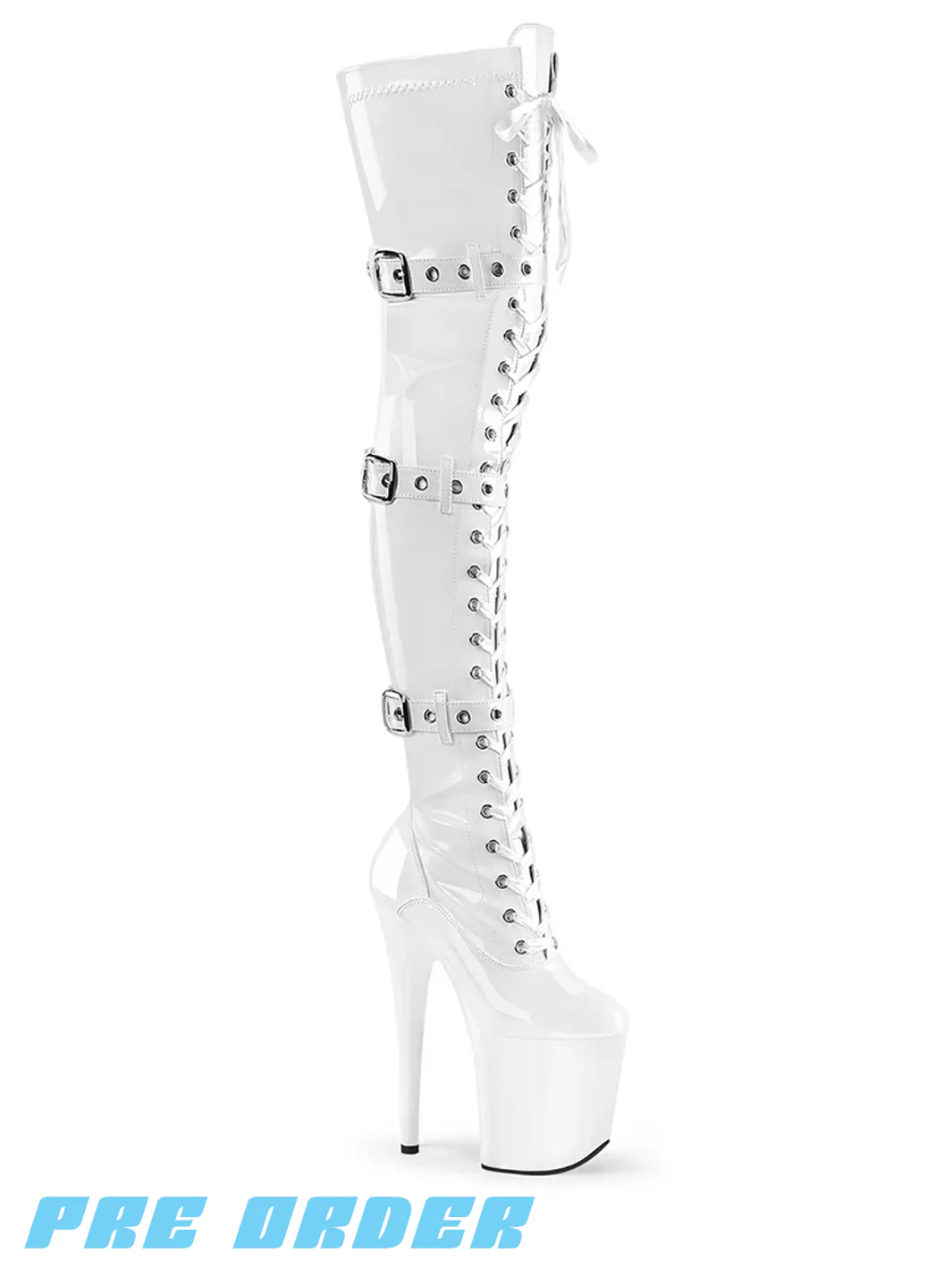 FLAMINGO-3028 - WHITE STRETCH PATENT ✰ PRE ORDER ✰