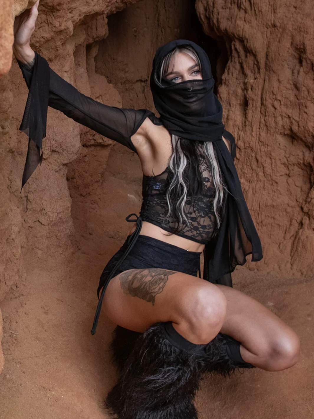 FLOW HEAD SCARF - BLACK - Image 3